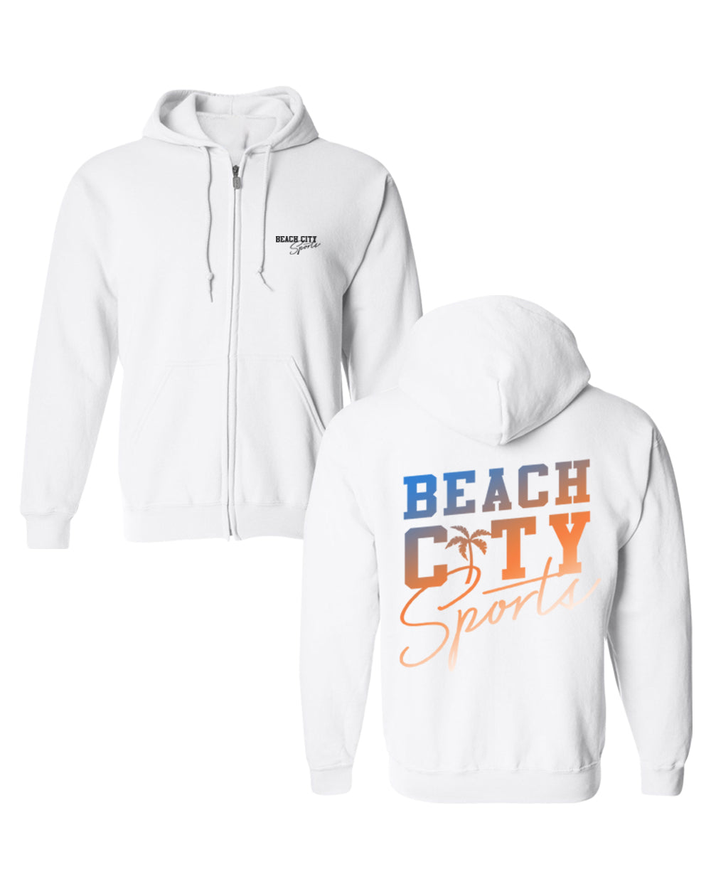 BEACH CITY SPORTS<br>ZIPPER HOODIE<br>(WHITE) - LIMITED EDITION